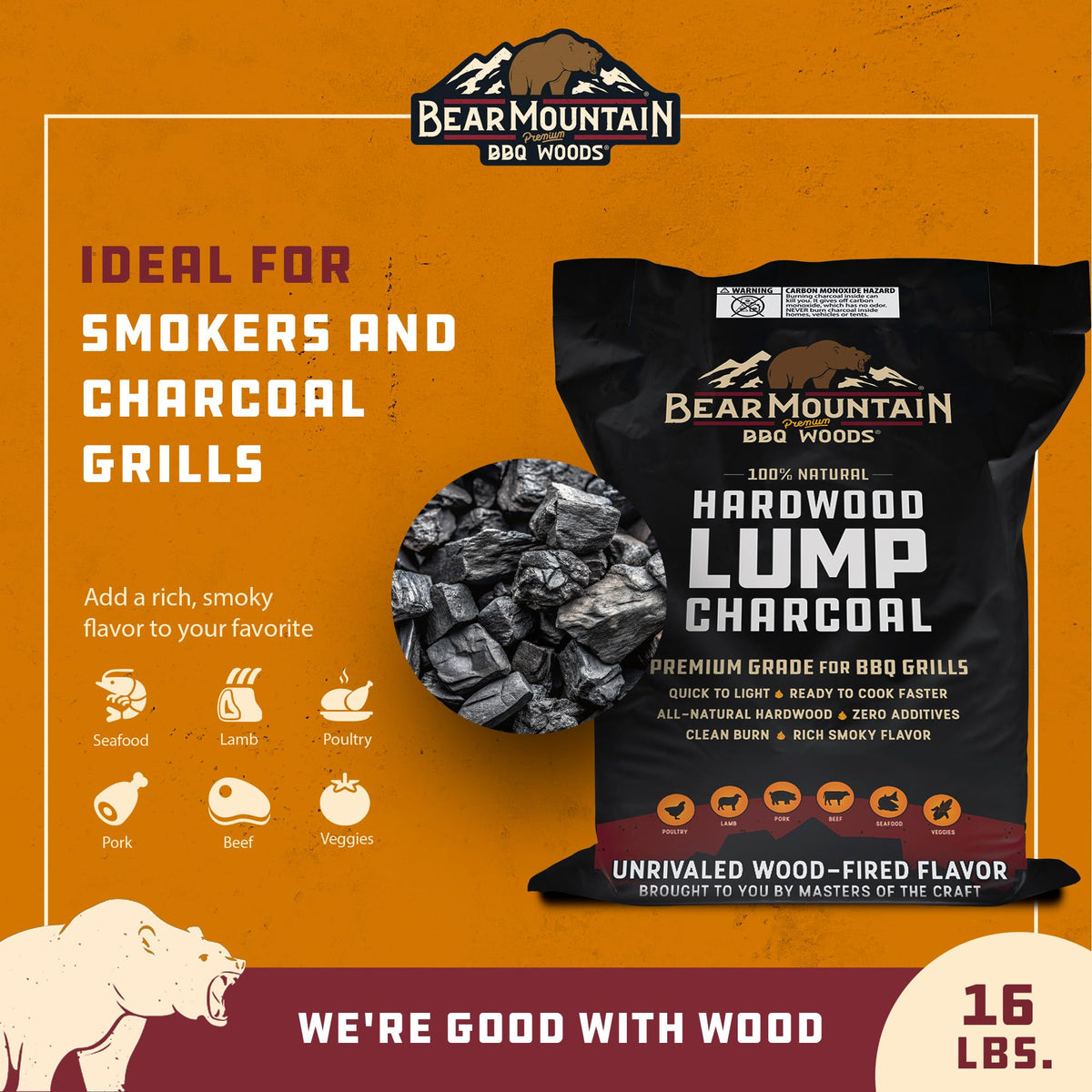 2 Pack Hardwood Lump Charcoal 8.8 Pounds Z6369