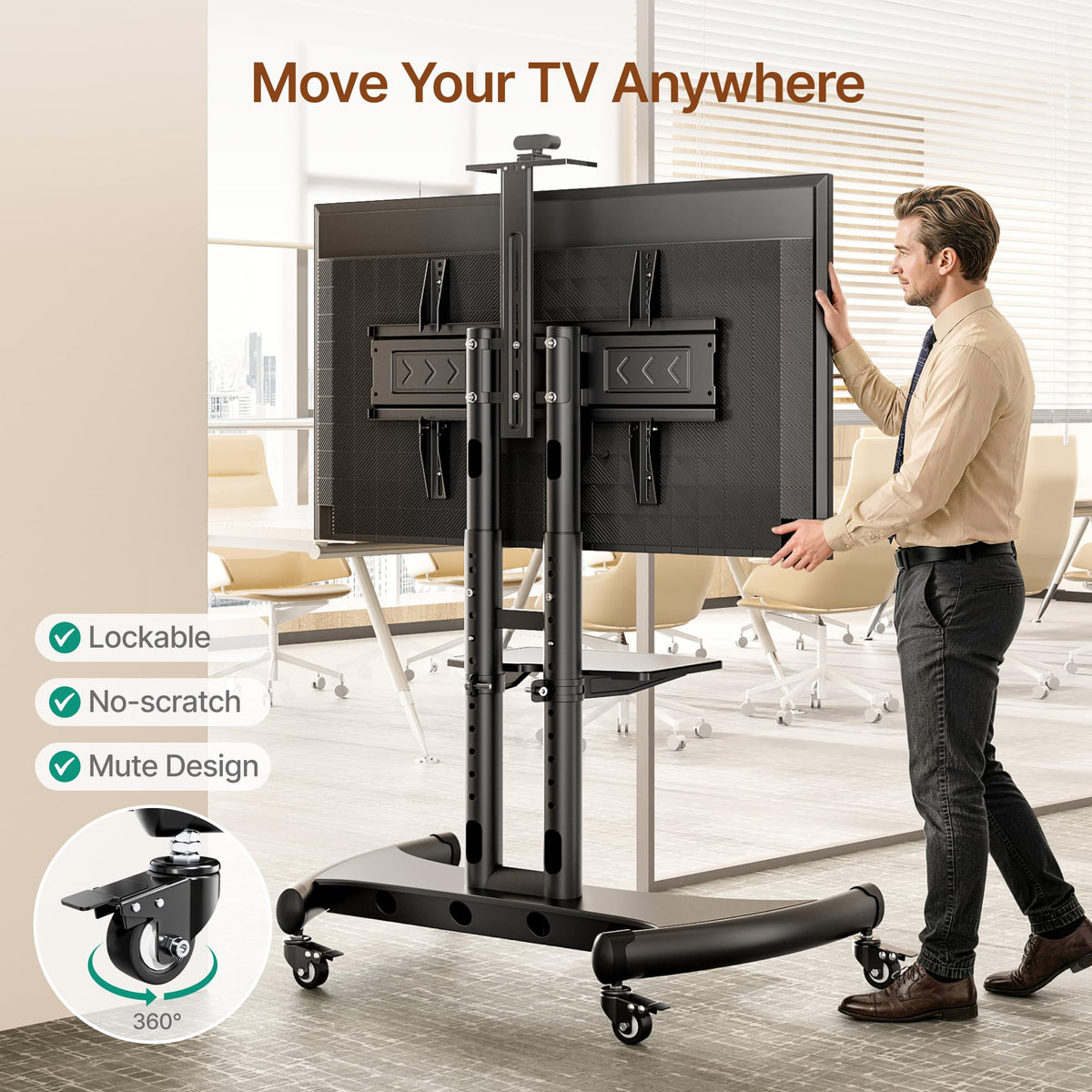 Rolling TV Stand with Shelf for 32-83" TV H618