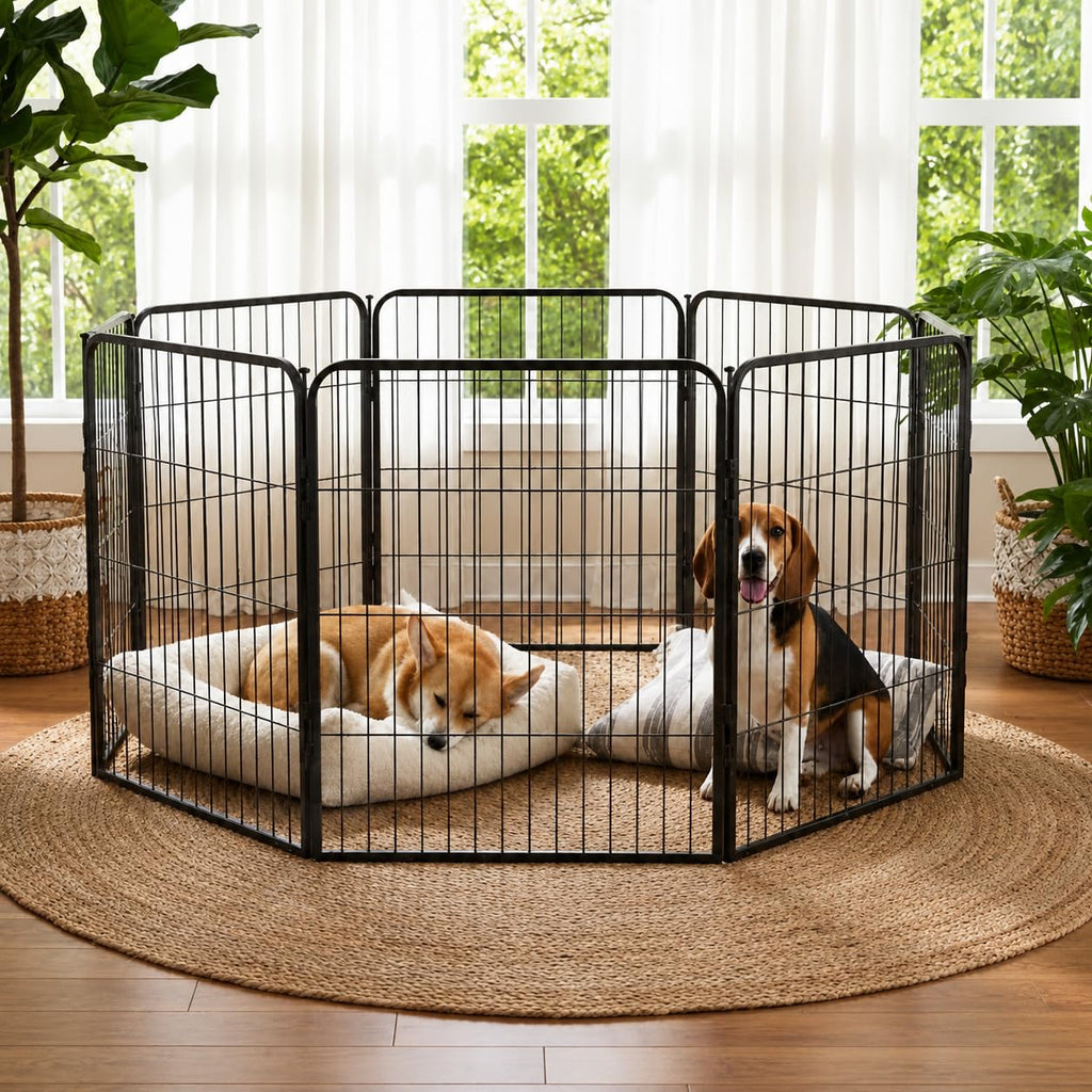 32 Inch 16 Panel Black Metal Dog Playpen S597913