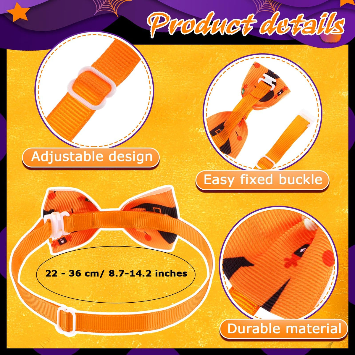 240 Pcs Halloween Dog Bows Tie Collars W23966