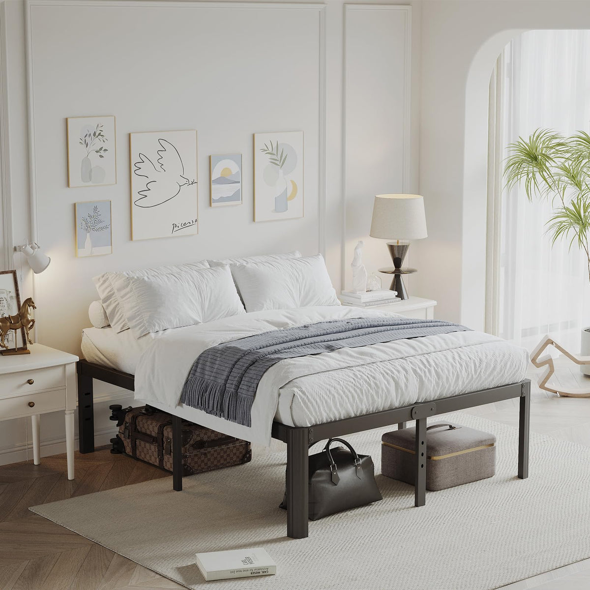 18 Inch Metal Bed Frame Queen Size Black G38681