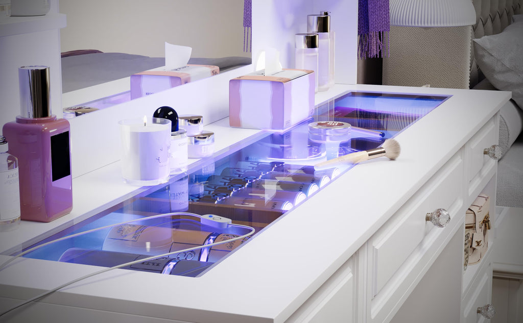 White Vanity Desk with Mirror and 10 LED Lights A2418