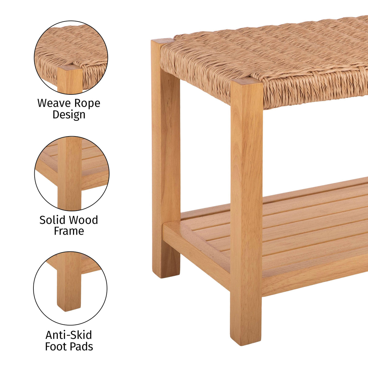 Solid Wood Entryway Bench with Shoe Storage C567743