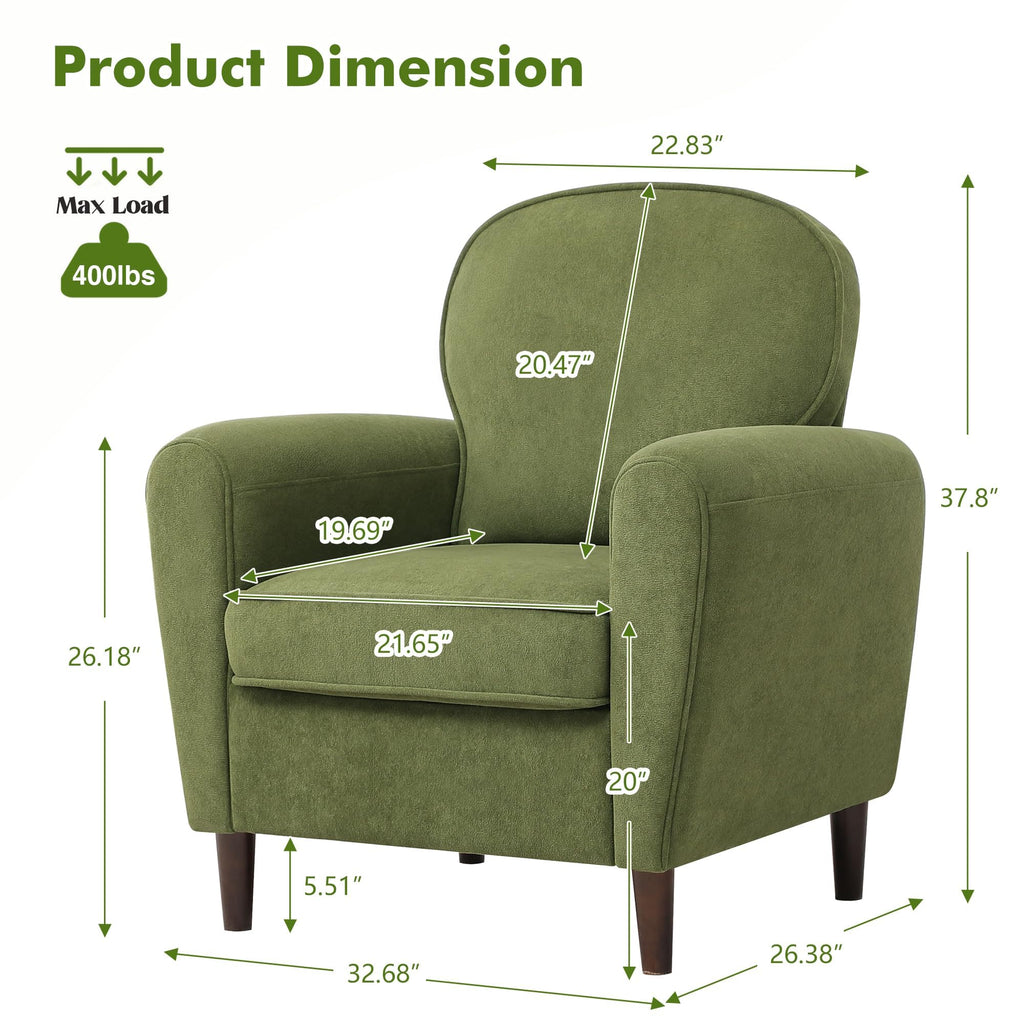 Green Mid Century Modern Upholstered Accent Chair Set of 2 R648