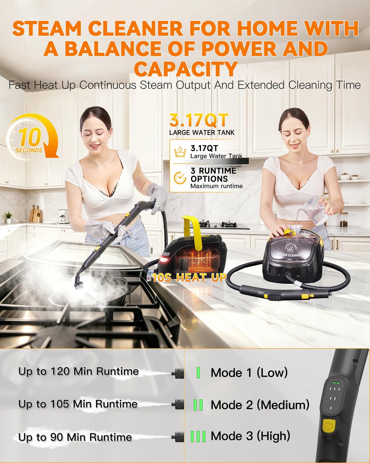 Steam Cleaner with Mop, 25 Accessories I177