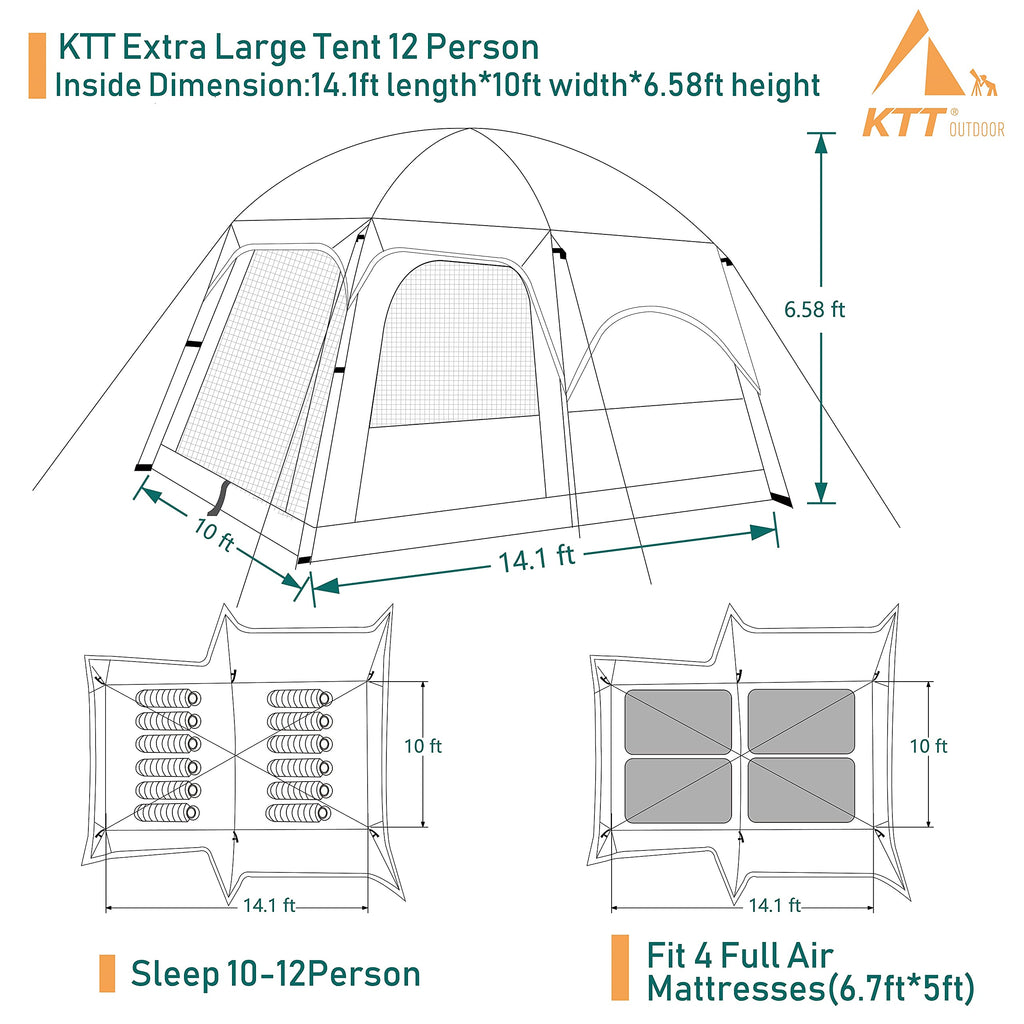 Extra Large 10-12-14 Person Cabin Tent M1426