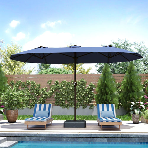 15ft Double-Sided Rectangle Patio Umbrella with Base M795