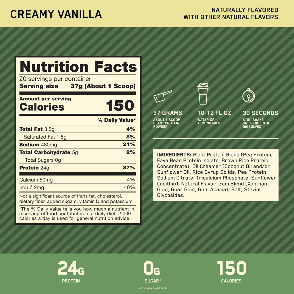 Plant Based Protein Powder Creamy Vanilla 20 Servings U615890