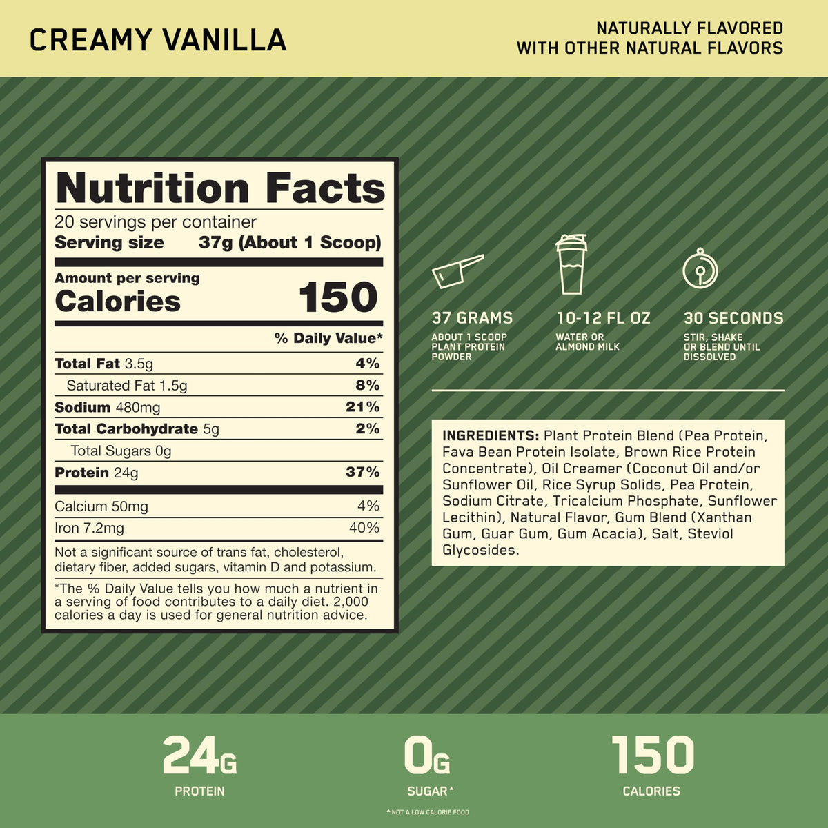 Plant Based Protein Powder Creamy Vanilla 20 Servings U615890