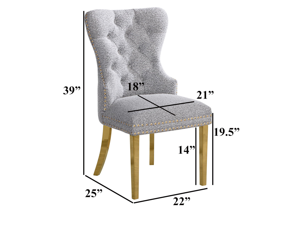 Black Boucle Upholstered Dining Chairs Set of 2 H603