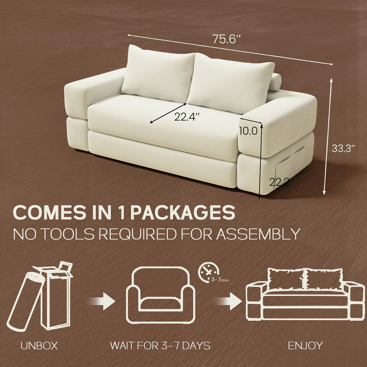 75'' Convertible Sofa Bed Queen W637998