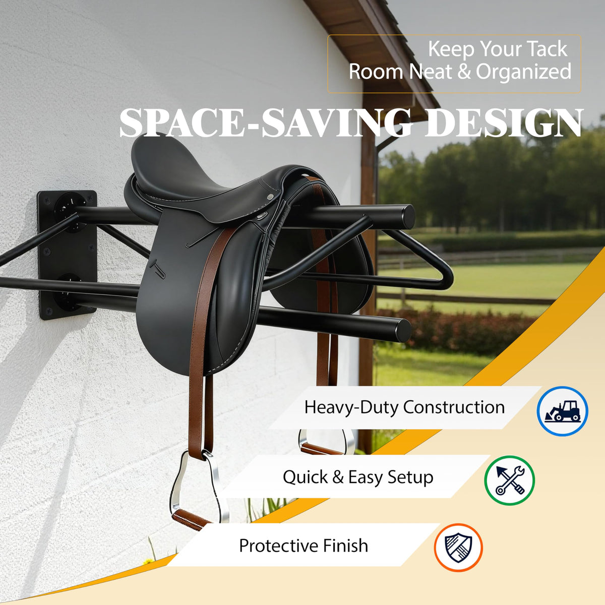 Wall Mount Metal Saddle Rack with Pad Bar Y64787