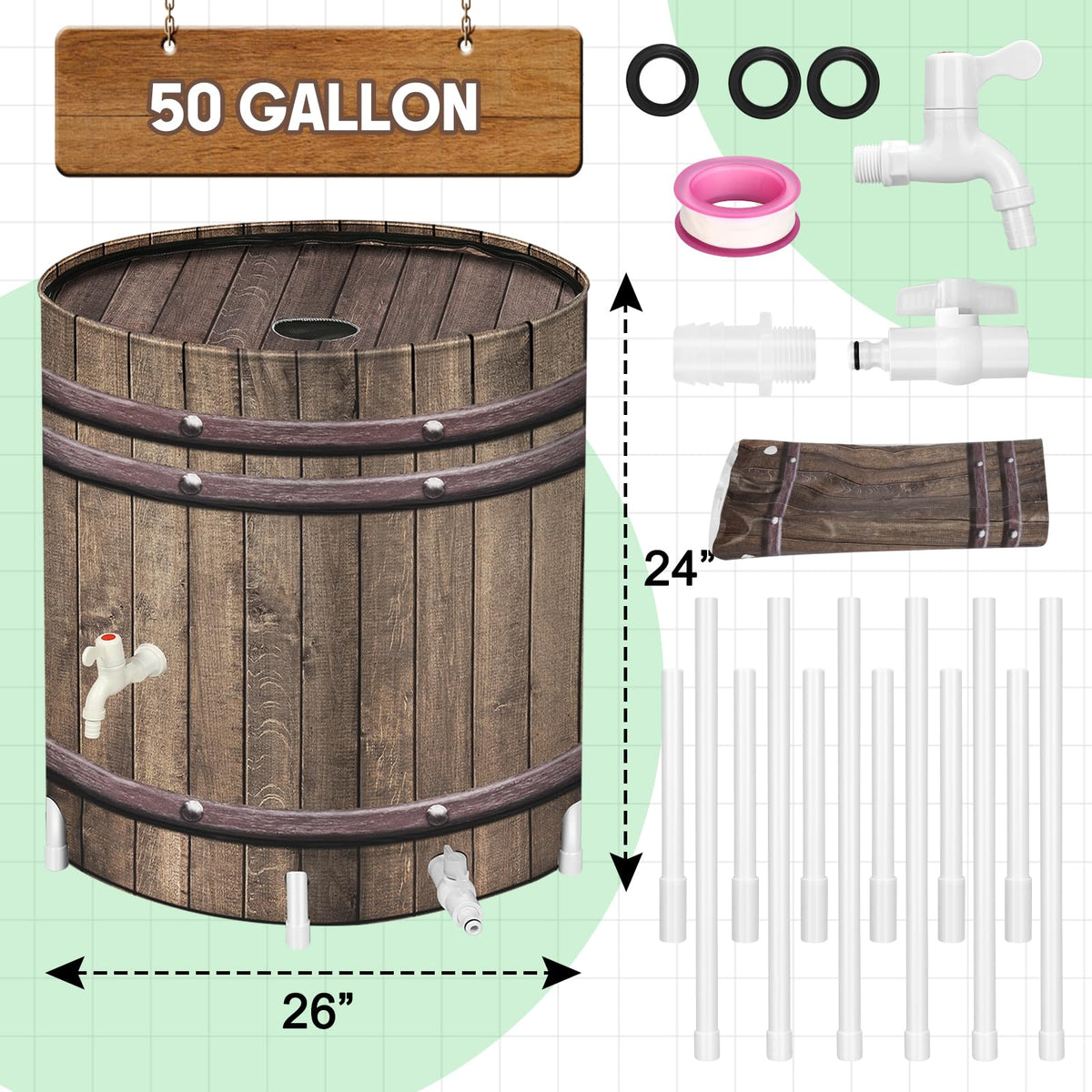 50 Gallon Collapsible Rain Barrel B810039