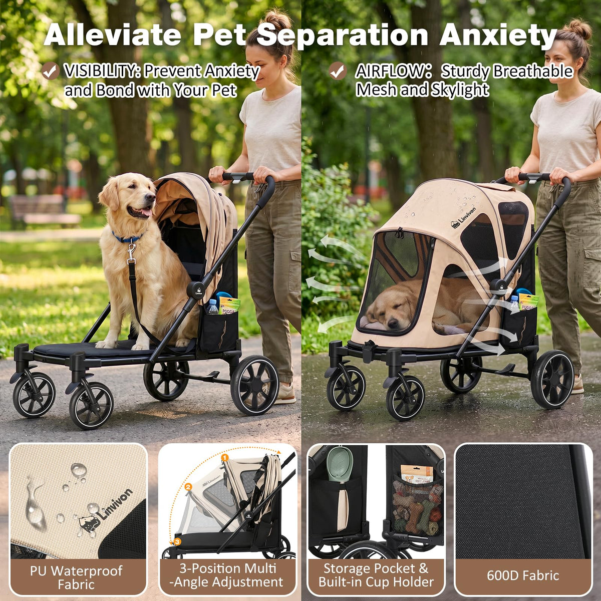 Foldable Dog Stroller with Ramp T807682