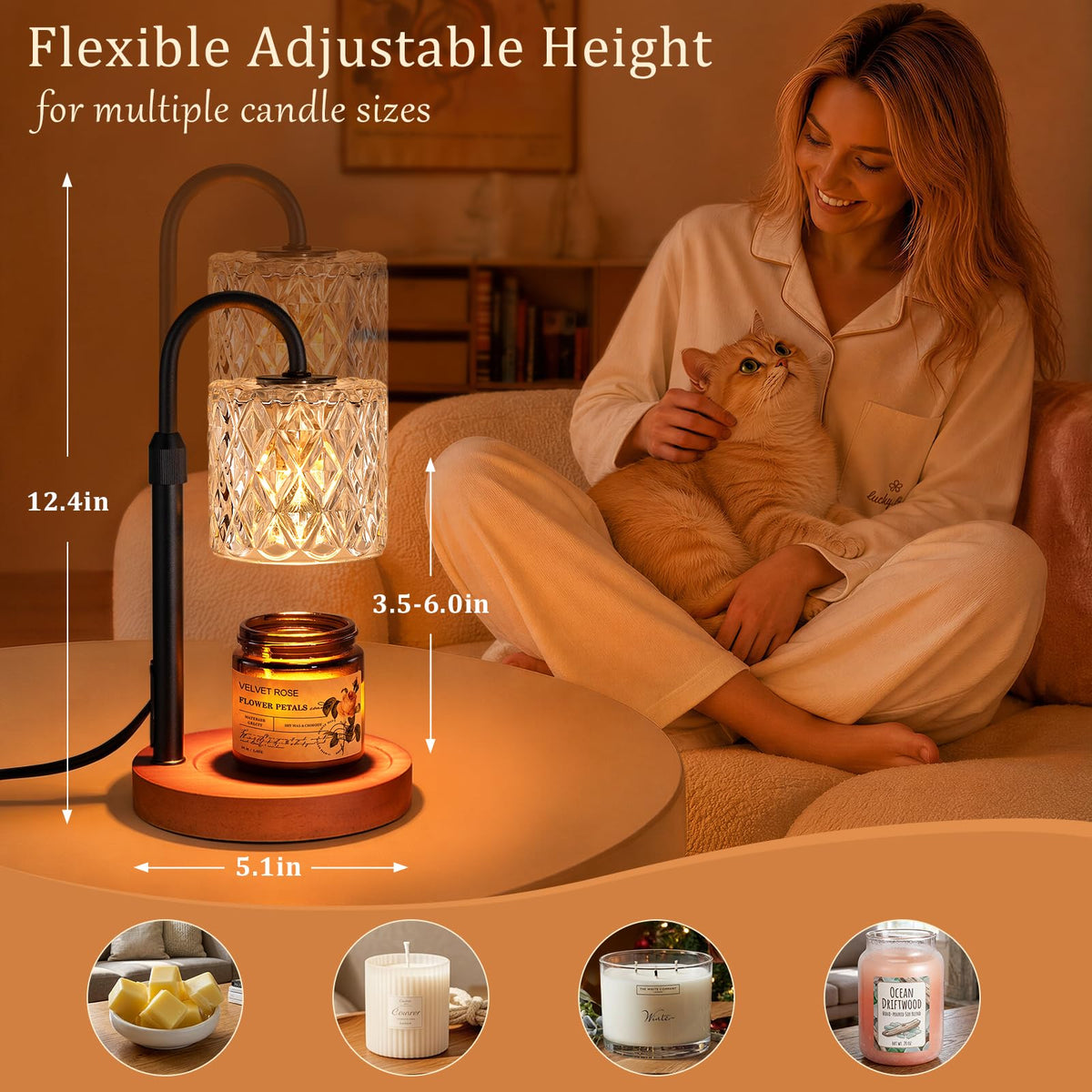 Walnut Candle Warmer Lamp with Timer M9769