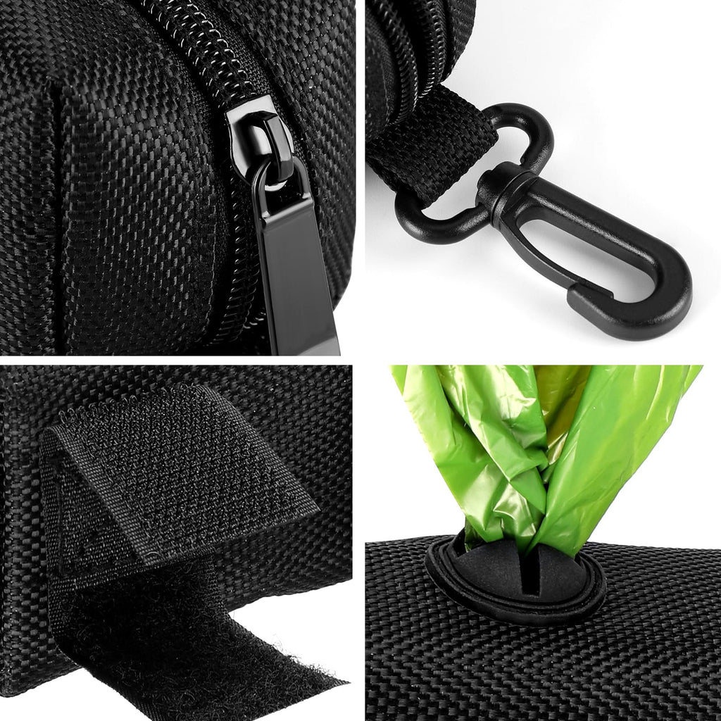 Black Dog Poop Bag Dispenser with Leash Clip C1579