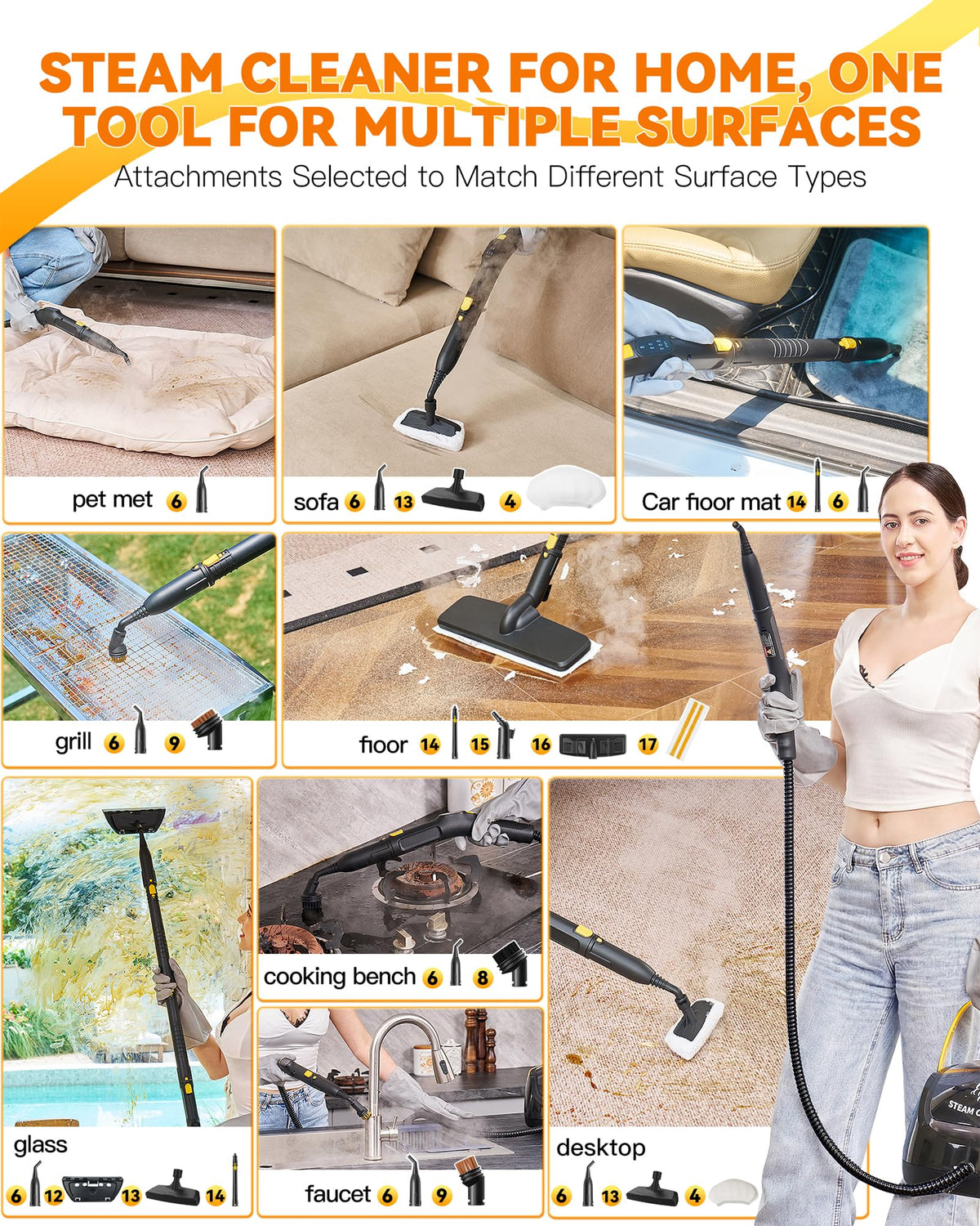 Steam Cleaner with Mop, 25 Accessories I177