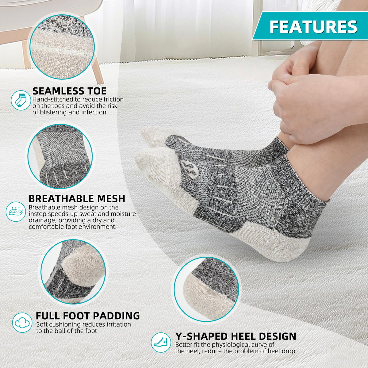 Diabetic Socks for Men, 10 Pairs Ankle & Low Cut Size 9-15 W25468