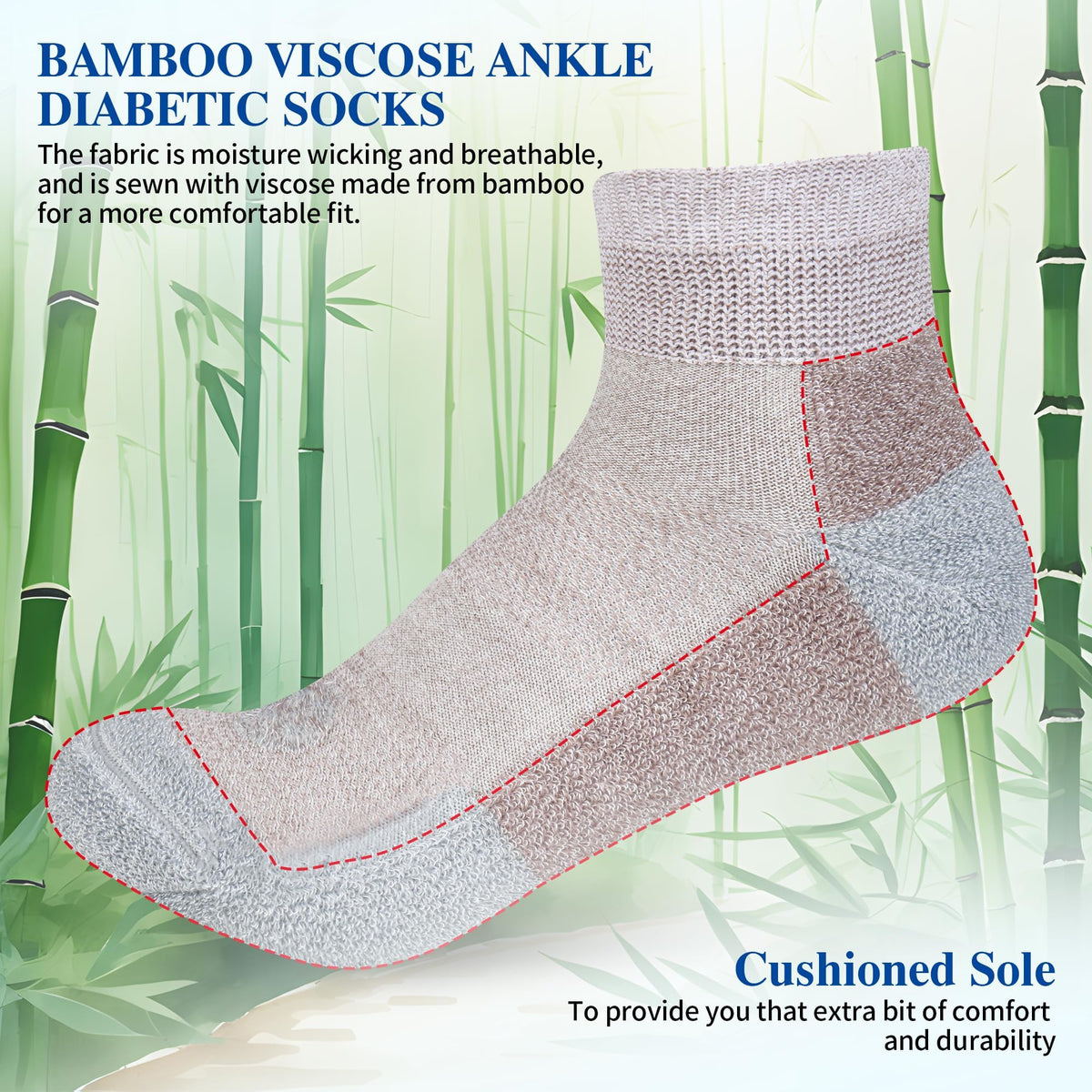 Diabetic Socks for Men, 10 Pairs Ankle & Low Cut Size 9-15 W25468