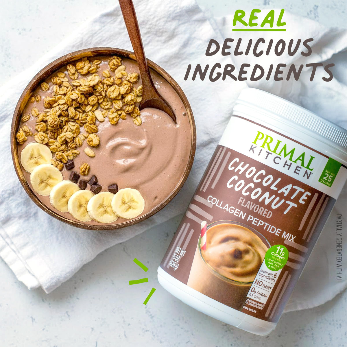 Chocolate Coconut Collagen Peptides Drink Mix 20 Ounces W355